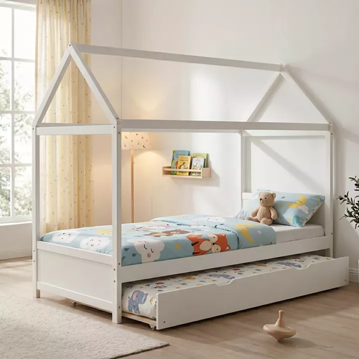 Children's beds DreamHouse Montessori pakoworld pine wood white 90x190cm