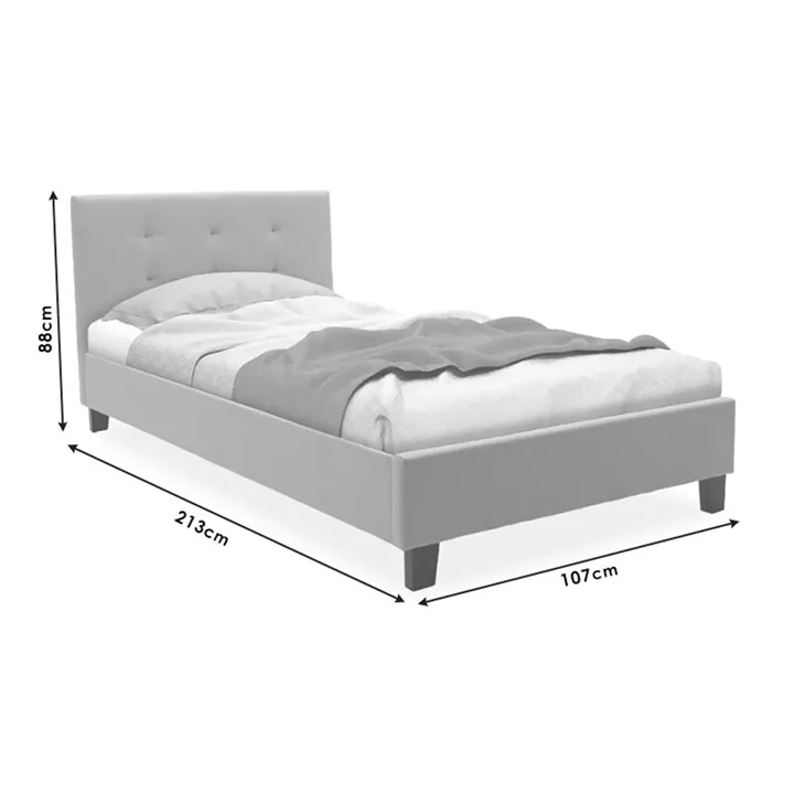 Bed with mattress Mago-Nemesis pakoworld fabric anthracite 100x200cm