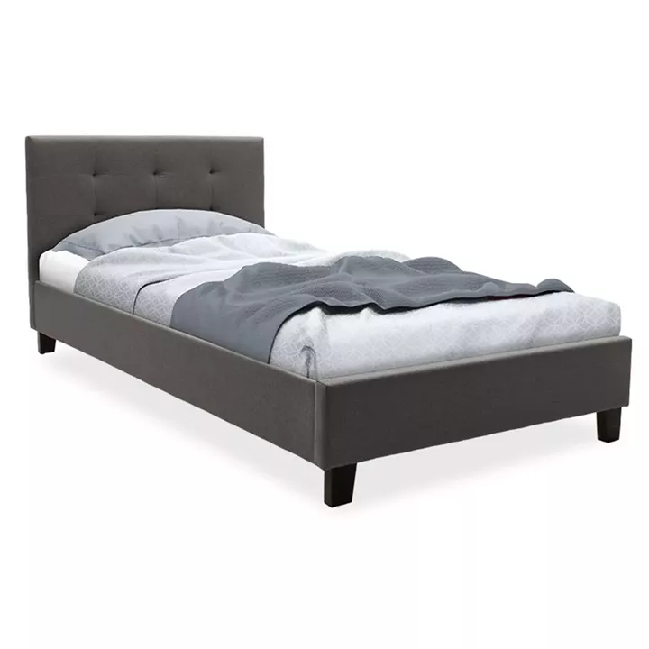 Bed with mattress Mago-Nemesis pakoworld fabric anthracite 100x200cm