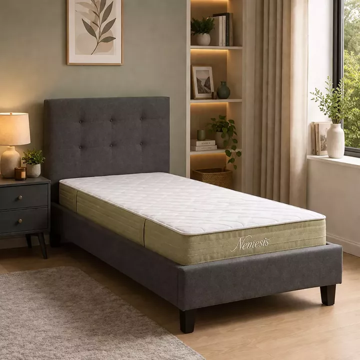 Bed with mattress Mago-Nemesis pakoworld fabric anthracite 100x200cm