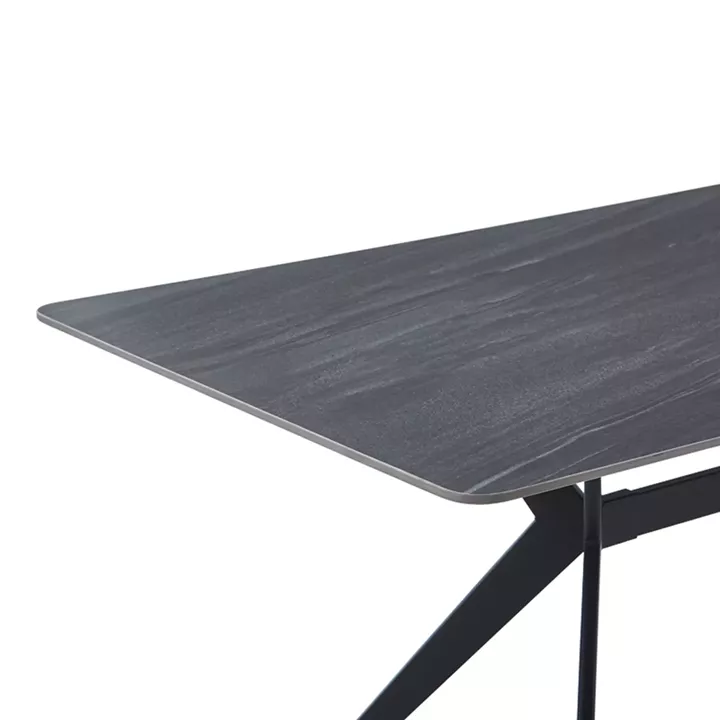 Olivet pakoworld table mdf-sandstone in marble look-black metal leg 180x90x76cm