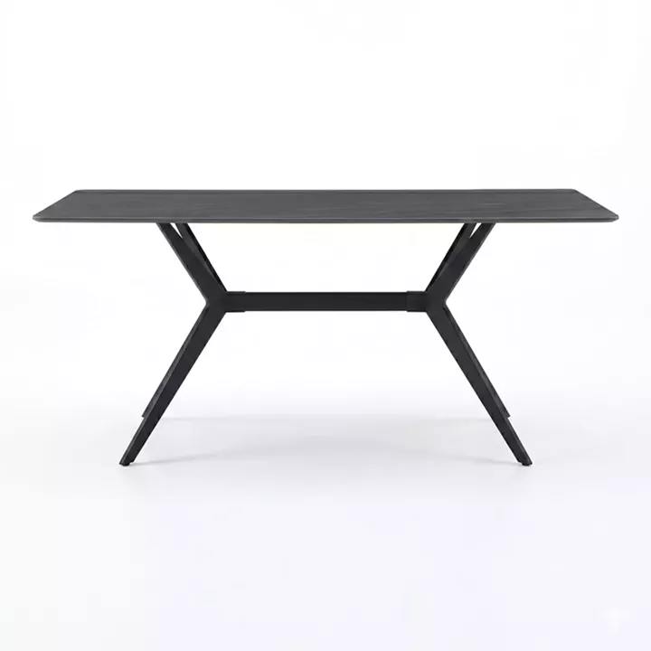 Olivet pakoworld table mdf-sandstone in marble look-black metal leg 180x90x76cm