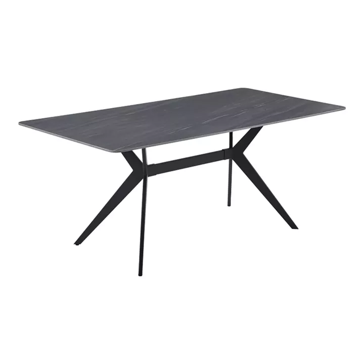 Olivet pakoworld table mdf-sandstone in marble look-black metal leg 180x90x76cm