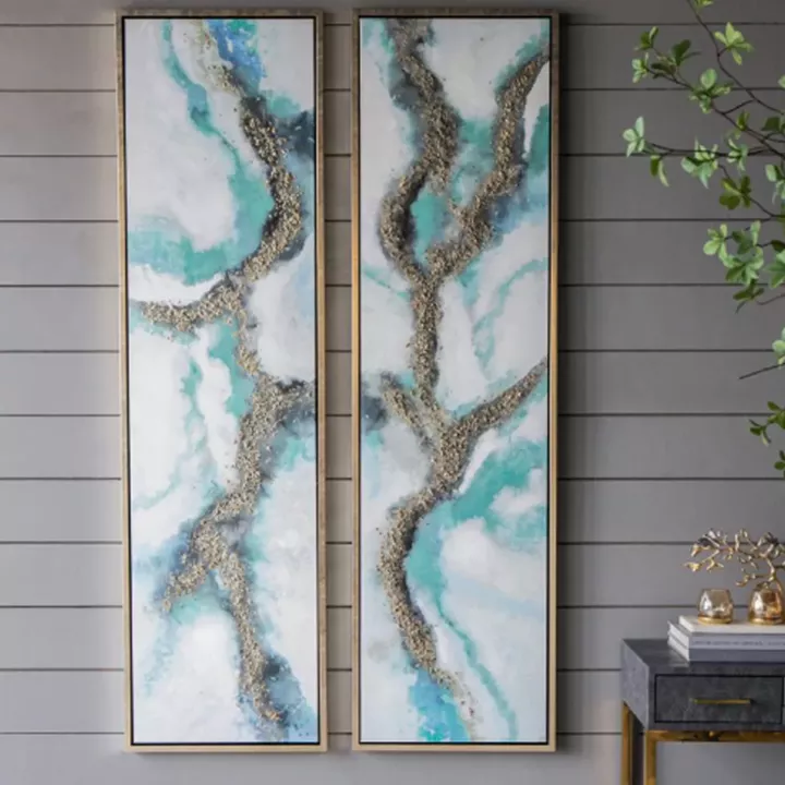 Artekko Glitter Πολύχρωμοι Πίνακες με Καμβά σε Κορνίζα (50x3.7x180)cm 2pcs