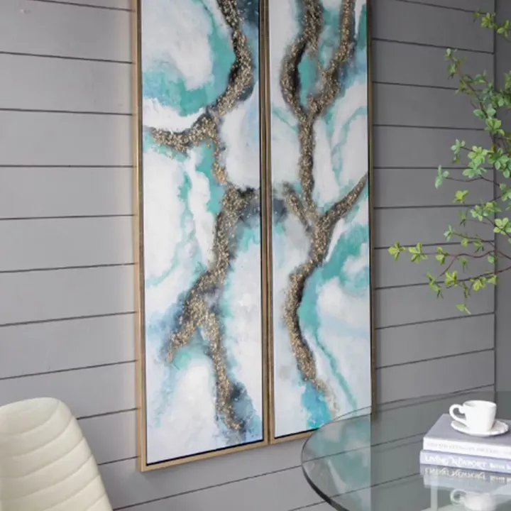 Artekko Glitter Πολύχρωμοι Πίνακες με Καμβά σε Κορνίζα (50x3.7x180)cm 2pcs