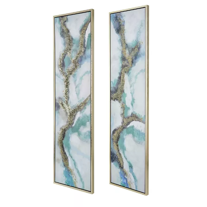 Artekko Glitter Πολύχρωμοι Πίνακες με Καμβά σε Κορνίζα (50x3.7x180)cm 2pcs