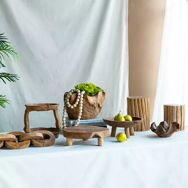Artekko Woody Διακοσμητικές Αλυσίδες από Ξύλο Teak σε Φυσική Απόχρωση (20x20x25)cm 2pcs