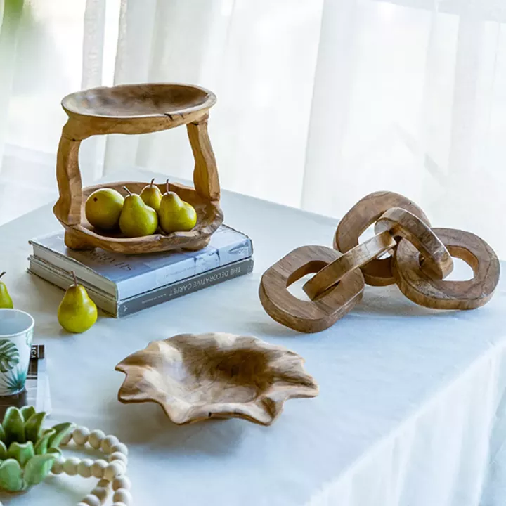 Artekko Woody Διακοσμητικές Αλυσίδες από Ξύλο Teak σε Φυσική Απόχρωση (20x20x25)cm 2pcs