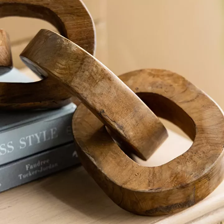 Artekko Woody Διακοσμητικές Αλυσίδες από Ξύλο Teak σε Φυσική Απόχρωση (20x20x25)cm 2pcs