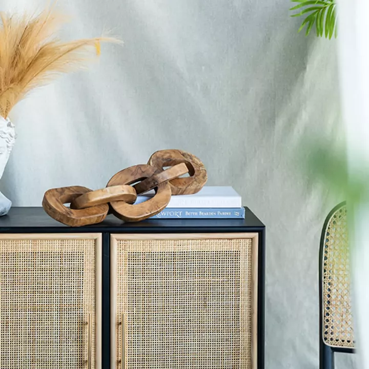 Artekko Woody Διακοσμητικές Αλυσίδες από Ξύλο Teak σε Φυσική Απόχρωση (20x20x25)cm 2pcs