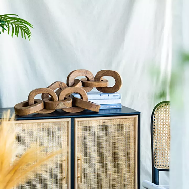 Artekko Woody Διακοσμητικές Αλυσίδες από Ξύλο Teak σε Φυσική Απόχρωση (20x20x25)cm 2pcs
