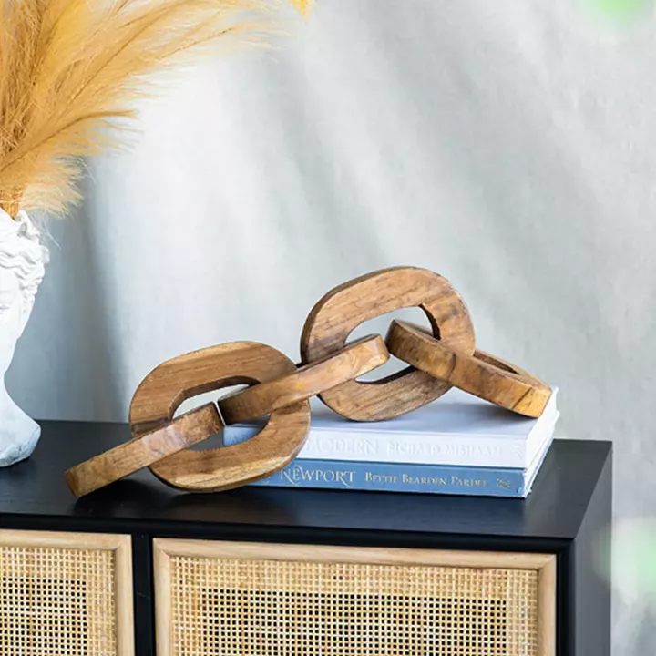 Artekko Woody Διακοσμητικές Αλυσίδες από Ξύλο Teak σε Φυσική Απόχρωση (20x20x25)cm 2pcs