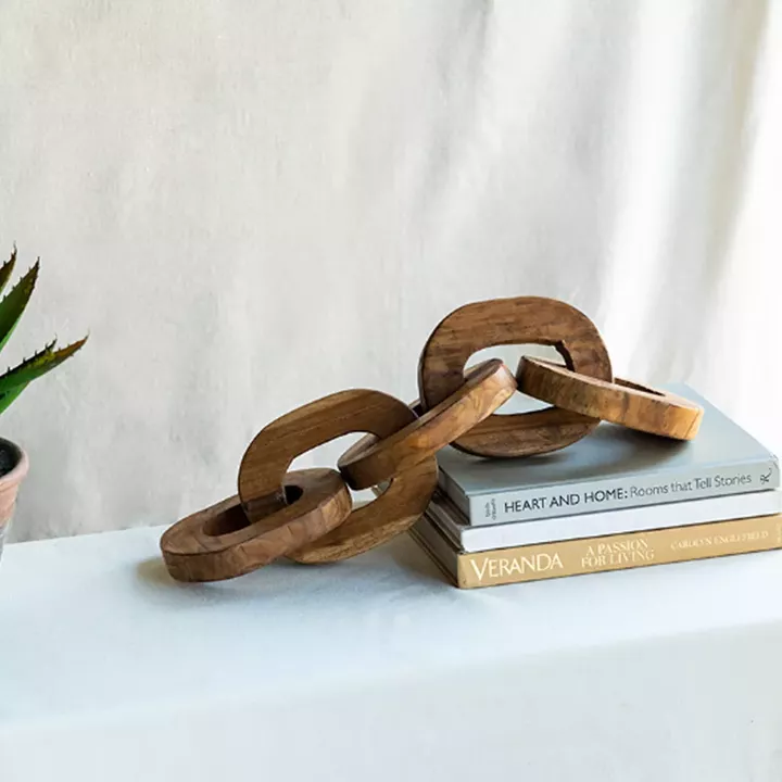 Artekko Woody Διακοσμητικές Αλυσίδες από Ξύλο Teak σε Φυσική Απόχρωση (20x20x25)cm 2pcs