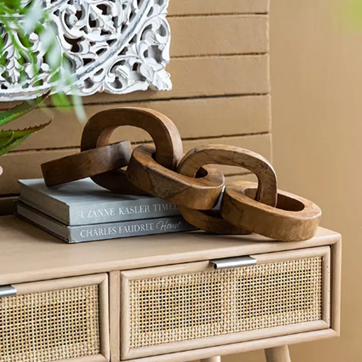Artekko Woody Διακοσμητικές Αλυσίδες από Ξύλο Teak σε Φυσική Απόχρωση (20x20x25)cm 2pcs