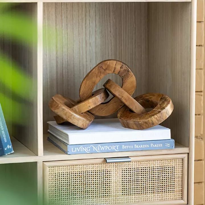 Artekko Woody Διακοσμητικές Αλυσίδες από Ξύλο Teak σε Φυσική Απόχρωση (20x20x25)cm 2pcs