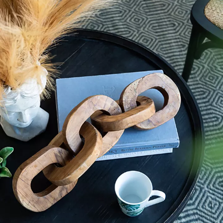 Artekko Woody Διακοσμητικές Αλυσίδες από Ξύλο Teak σε Φυσική Απόχρωση (20x20x25)cm 2pcs
