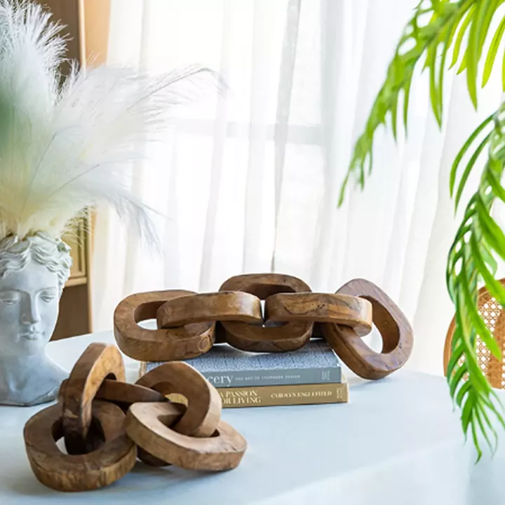 Artekko Woody Διακοσμητικές Αλυσίδες από Ξύλο Teak σε Φυσική Απόχρωση (20x20x25)cm 2pcs