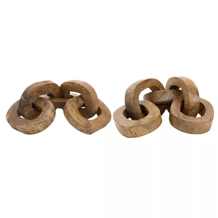 Artekko Woody Διακοσμητικές Αλυσίδες από Ξύλο Teak σε Φυσική Απόχρωση (20x20x25)cm 2pcs