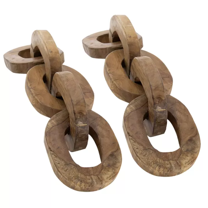 Artekko Woody Διακοσμητικές Αλυσίδες από Ξύλο Teak σε Φυσική Απόχρωση (20x20x25)cm 2pcs