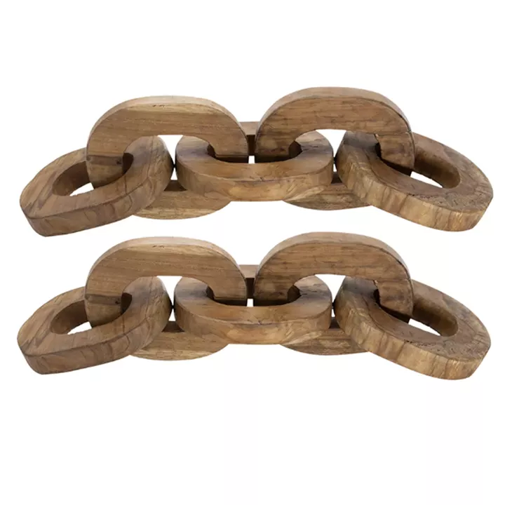 Artekko Woody Διακοσμητικές Αλυσίδες από Ξύλο Teak σε Φυσική Απόχρωση (20x20x25)cm 2pcs