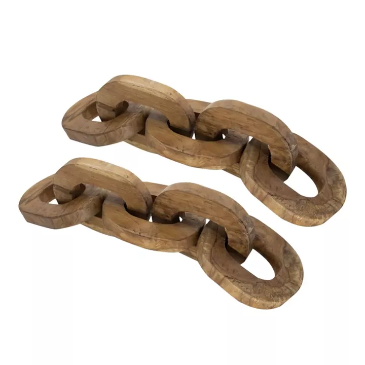Artekko Woody Διακοσμητικές Αλυσίδες από Ξύλο Teak σε Φυσική Απόχρωση (20x20x25)cm 2pcs