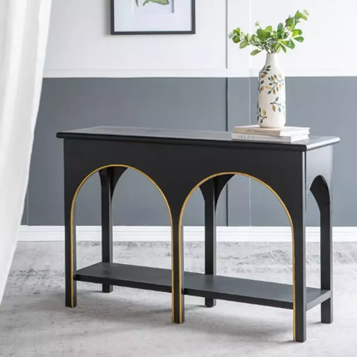 Artekko Console Μαύρη Κονσόλα από Ξύλο Paulownia με MDF (120x40x81)cm