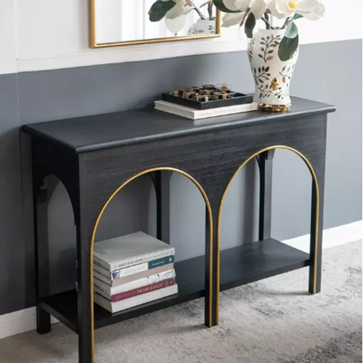 Artekko Console Μαύρη Κονσόλα από Ξύλο Paulownia με MDF (120x40x81)cm