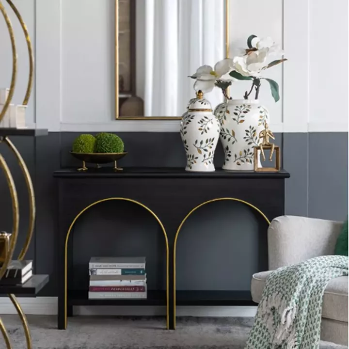 Artekko Console Μαύρη Κονσόλα από Ξύλο Paulownia με MDF (120x40x81)cm