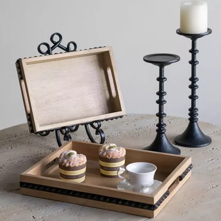 Artekko Gaia Καφέ Ξύλινοι Δίσκοι (35.5x28x5)cm (29.2x21.6x5)cm 2pcs