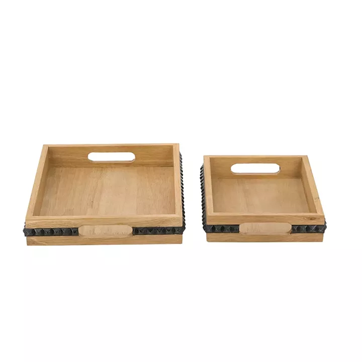 Artekko Gaia Καφέ Ξύλινοι Δίσκοι (35.5x28x5)cm (29.2x21.6x5)cm 2pcs