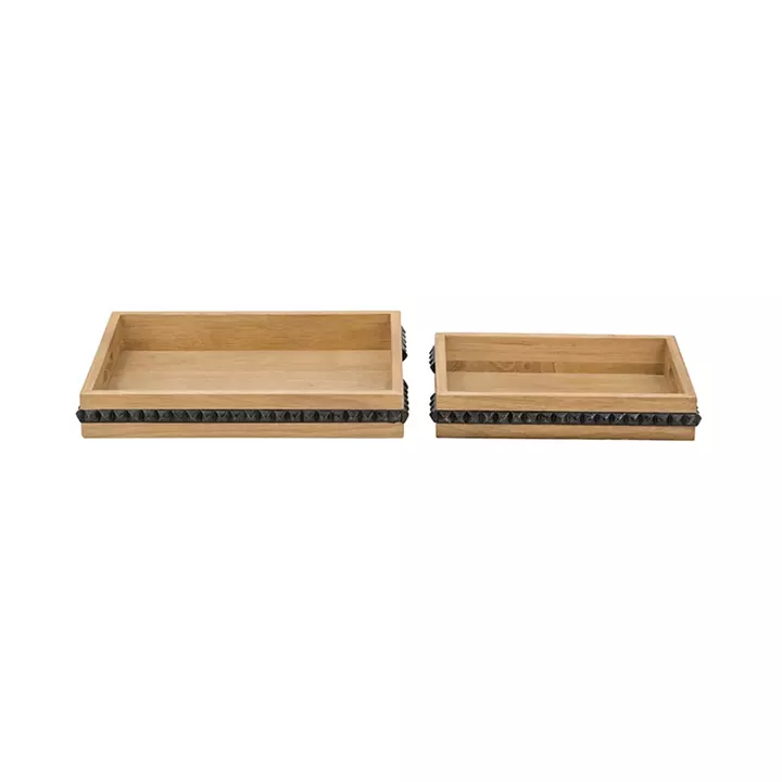 Artekko Gaia Καφέ Ξύλινοι Δίσκοι (35.5x28x5)cm (29.2x21.6x5)cm 2pcs
