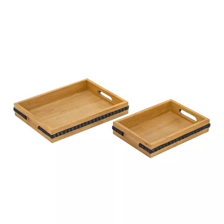 Artekko Gaia Καφέ Ξύλινοι Δίσκοι (35.5x28x5)cm (29.2x21.6x5)cm 2pcs
