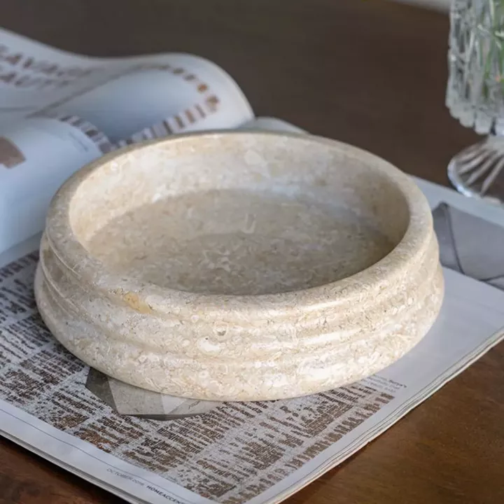 Artekko Marble Μπεζ Μαρμάρινο Μπολ (22x22x5)cm