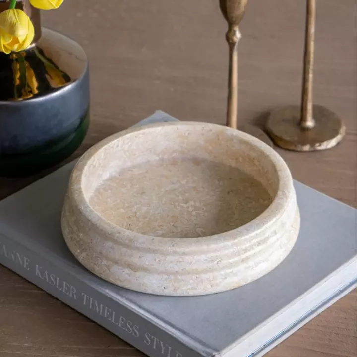 Artekko Marble Μπεζ Μαρμάρινο Μπολ (22x22x5)cm