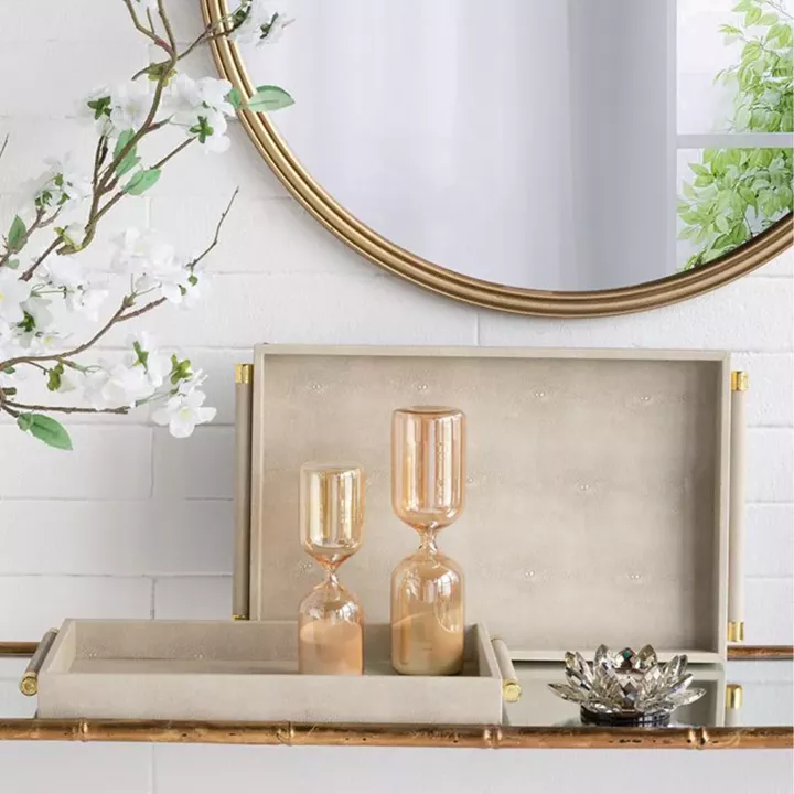 Artekko Hourglass Γυάλινη Κλεψύδρα σε Μελί Απόχρωση με Λευκή Άμμο (7x7x25.2)cm