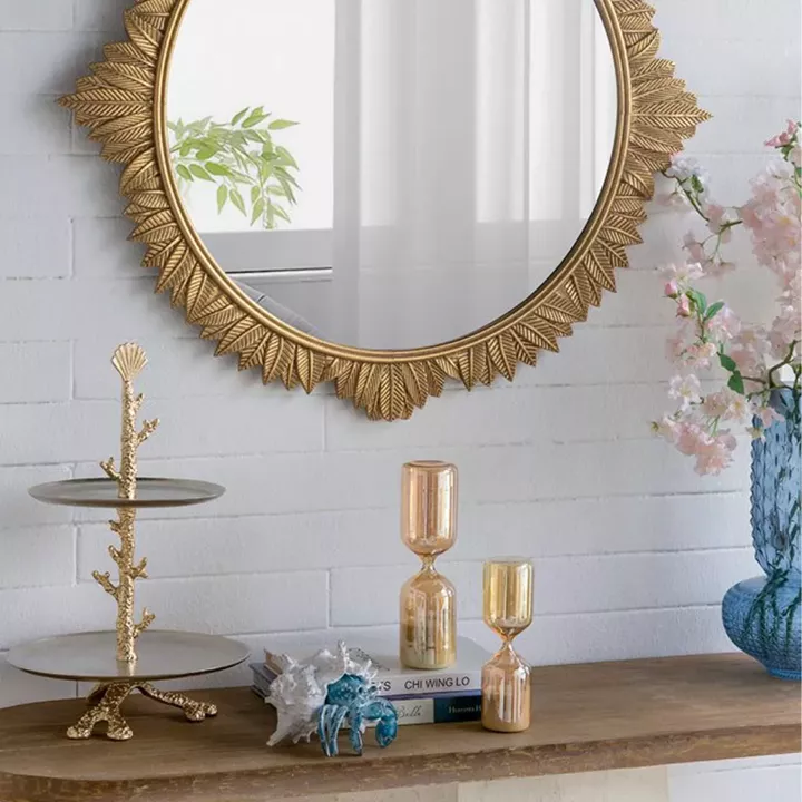 Artekko Hourglass Γυάλινη Κλεψύδρα σε Μελί Απόχρωση με Λευκή Άμμο (7x7x25.2)cm