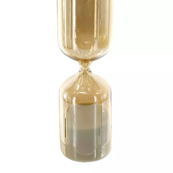 Artekko Hourglass Γυάλινη Κλεψύδρα σε Μελί Απόχρωση με Λευκή Άμμο (7x7x25.2)cm