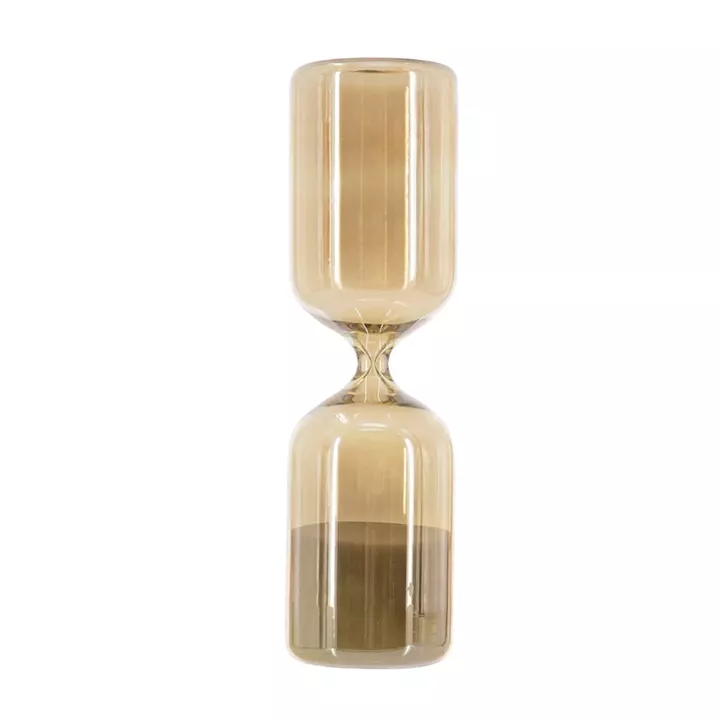 Artekko Hourglass Γυάλινη Κλεψύδρα σε Μελί Απόχρωση με Λευκή Άμμο (7x7x25.2)cm
