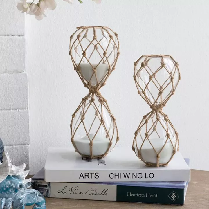 Artekko Hourglass Γυάλινη Κλεψύδρα με Σχοινί και Λευκή Άμμο (9.6x9.6x25.4)cm