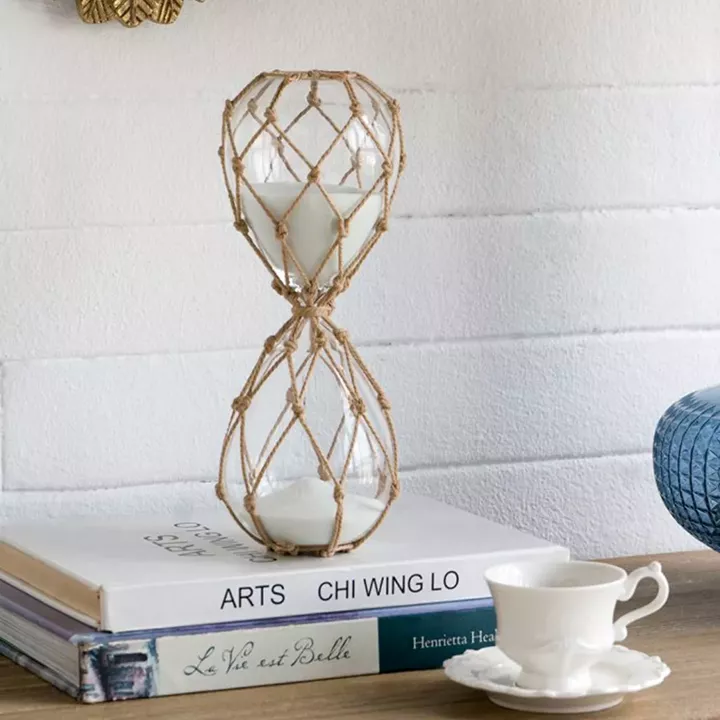 Artekko Hourglass Γυάλινη Κλεψύδρα με Σχοινί και Λευκή Άμμο (9.6x9.6x25.4)cm
