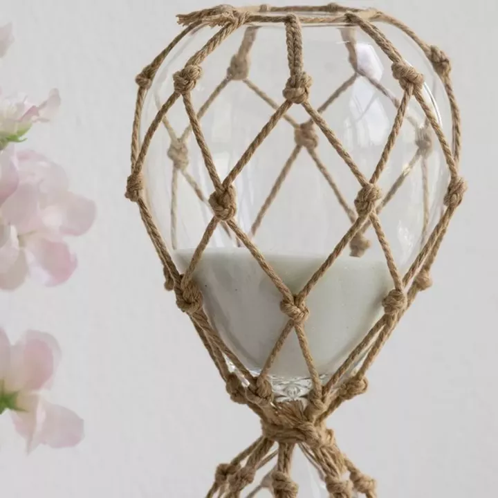 Artekko Hourglass Γυάλινη Κλεψύδρα με Σχοινί και Λευκή Άμμο (9.6x9.6x25.4)cm