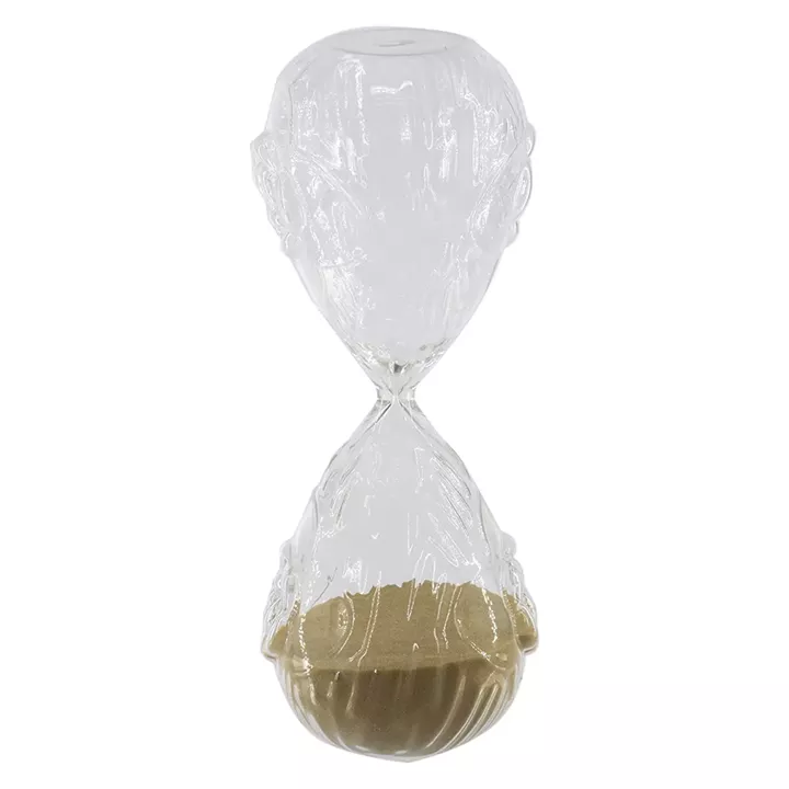 Artekko Hourglass Γυάλινη Κλεψύδρα με Ανάγλυφο Τριαντάφυλλο και Μπεζ Άμμο (9.8x9.8x25.4)cm