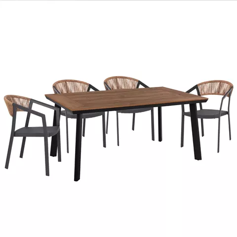 ΣΕΤ ΤΡΑΠΕΖΑΡΙΑΣ 5ΤΜΧ TABER HM10832.01 ΚΑΡΕΚΛΕΣ & ΤΡΑΠΕΖΙ ΑΛΟΥΜ.-POLYWOOD-ΓΚΡΙ