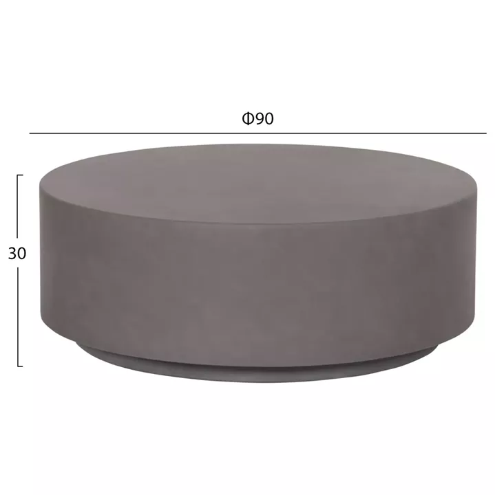 ΤΡΑΠΕΖΙ ΜΕΣΗΣ ΣΤΡΟΓΓΥΛΟ KYOKO HM6579.01 ΓΚΡΙ FIBER CEMENT Φ90x30Υεκ.