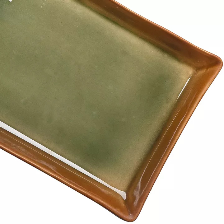 Beauty Home Πιατέλα πορσελάνης Gaia Αrt 7701-1 19x12 Πράσινη