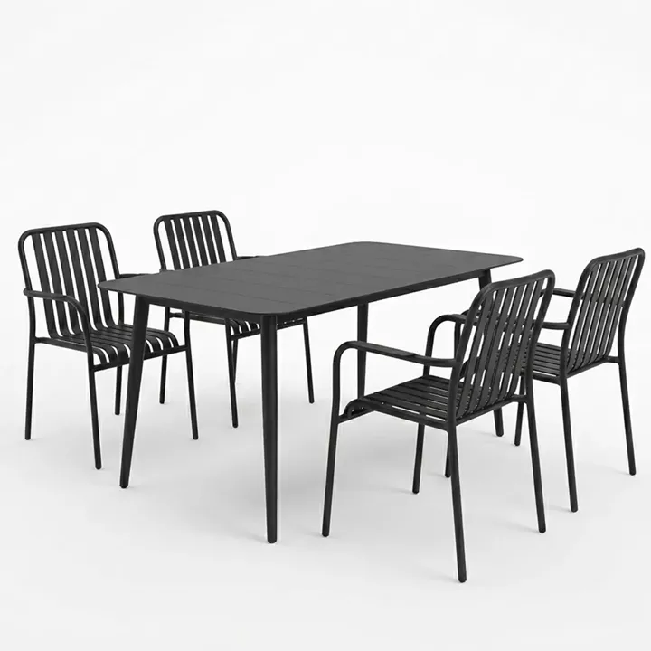 Τραπεζαρία Heven Vista pakoworld σετ 5τεμ μαύρο αλουμίνιο 120x70x72εκ