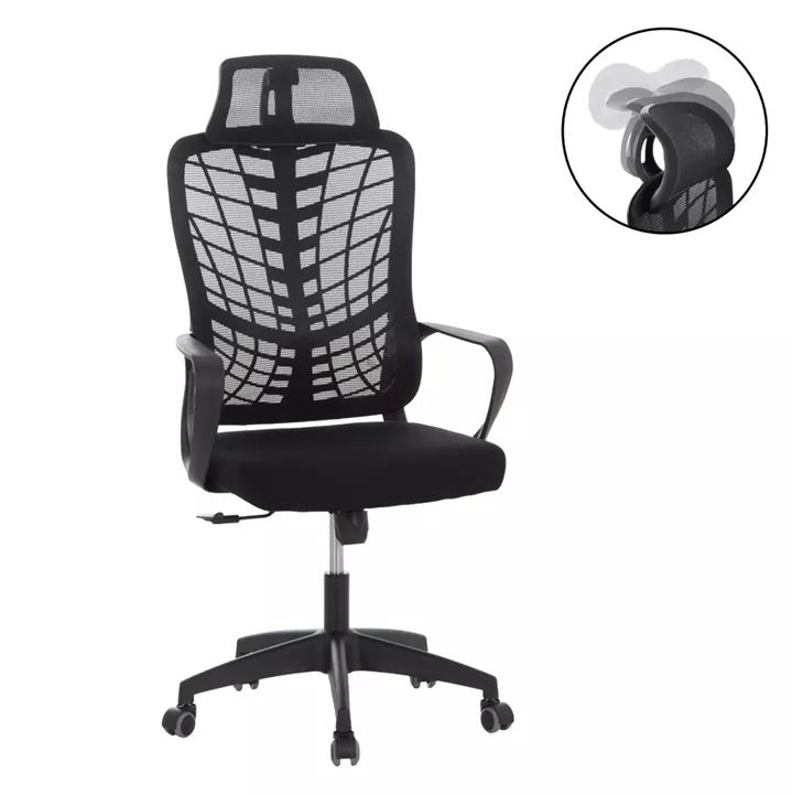 ΚΑΡΕΚΛΑ ΓΡΑΦΕΙΟΥ ELVAR HM1219.01 ΜΑΥΡO MESH--ΒΑΣΗ ΠΟΛΥΠΡΟΠΥΛΕΝΙΟΥ 63x56x125Υεκ