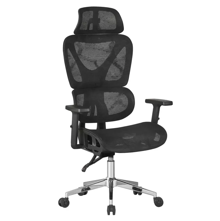 ΚΑΡΕΚΛΑ ΓΡΑΦΕΙΟΥ NOVAR HM1217.01 ΜΑΥΡO MESH--ΒΑΣΗ ΧΡΩΜΙΟΥ 51x49x129Υεκ