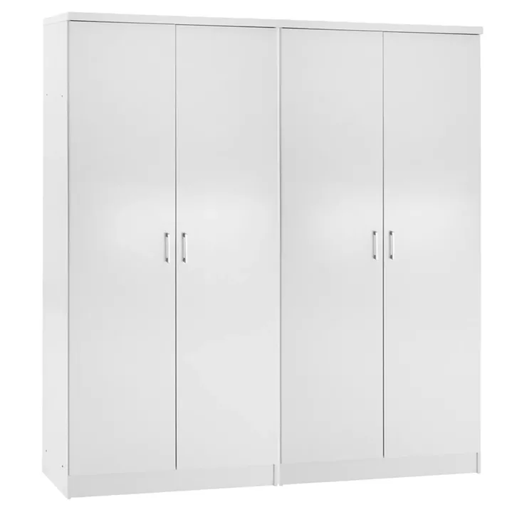 TWO WARDROBES 2-LEAF JENNA HM11350.05 MELAMINE IN WHITE 160x43x181Hcm.