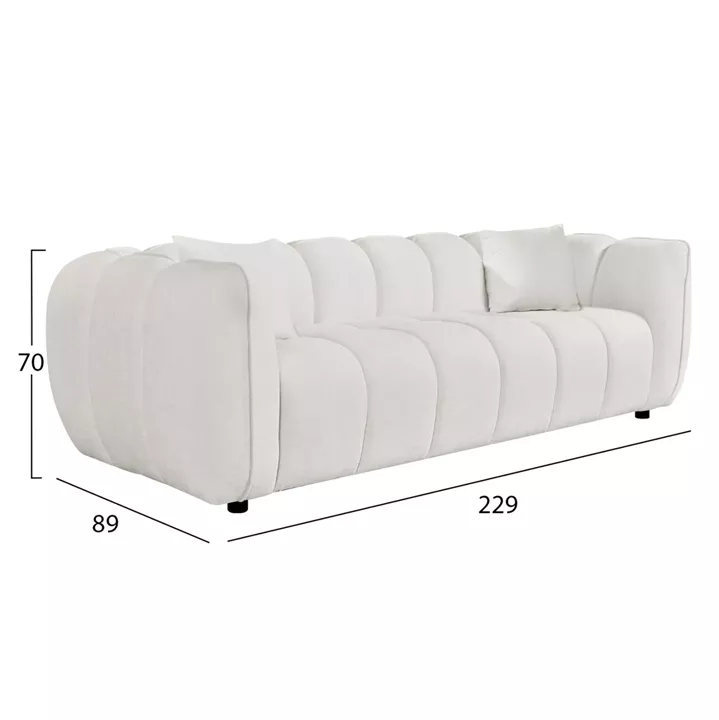 ΚΑΝΑΠΕΣ 3-ΘΕΣΙΟΣ LYKKE HM3323.02 ΕΚΡΟΥ ΥΦΑΣΜΑ 229x89x70Υεκ